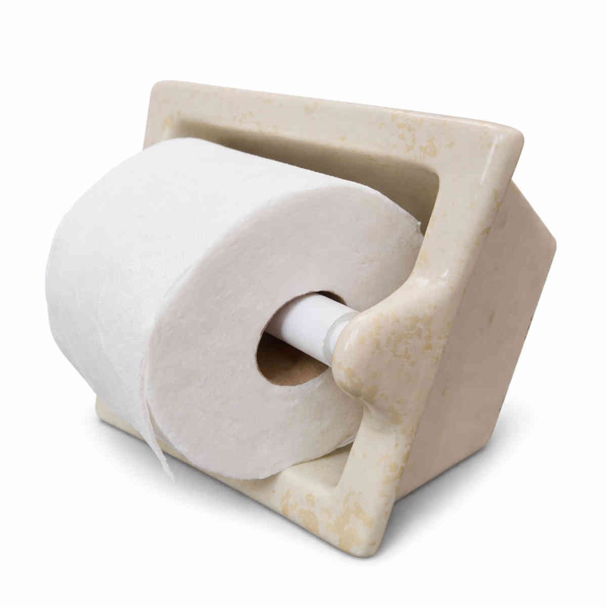 Extended Ceramic Toilet Paper Holder Stone