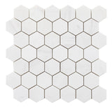 Mosaics Marble Carrara and Bardiglio Hexagon - White