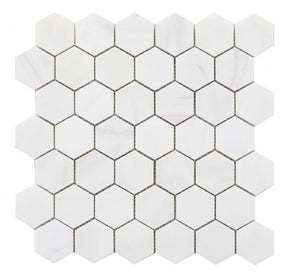 Mosaics Marble Carrara and Bardiglio Hexagon - White