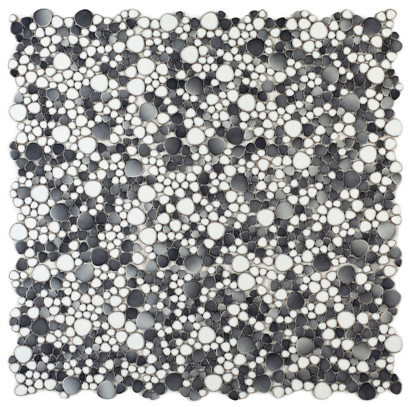 Mosaic Porcelain Tile Mancala Pebble Series - Silver Grey