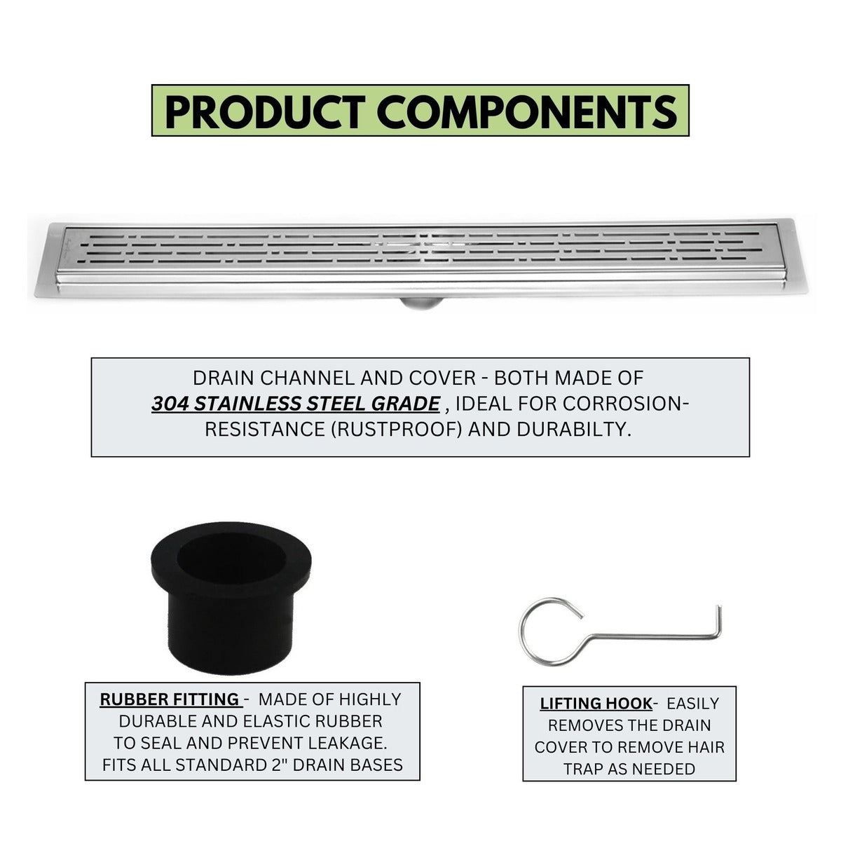 SereneDrains Linear Shower Drain Broken Lane - Polished 30