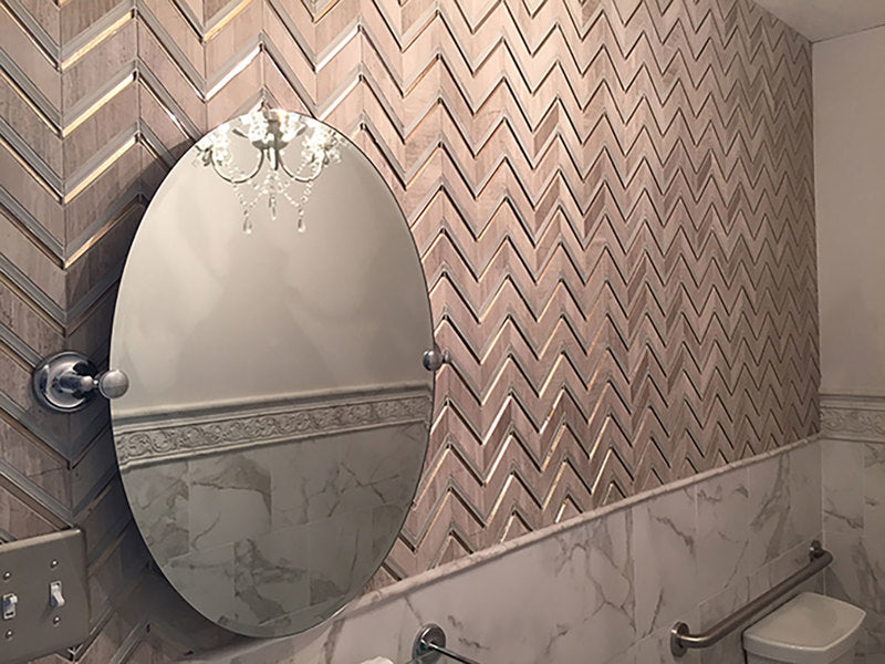 Chevron Carrara Honed and Glass - Graystone Blend