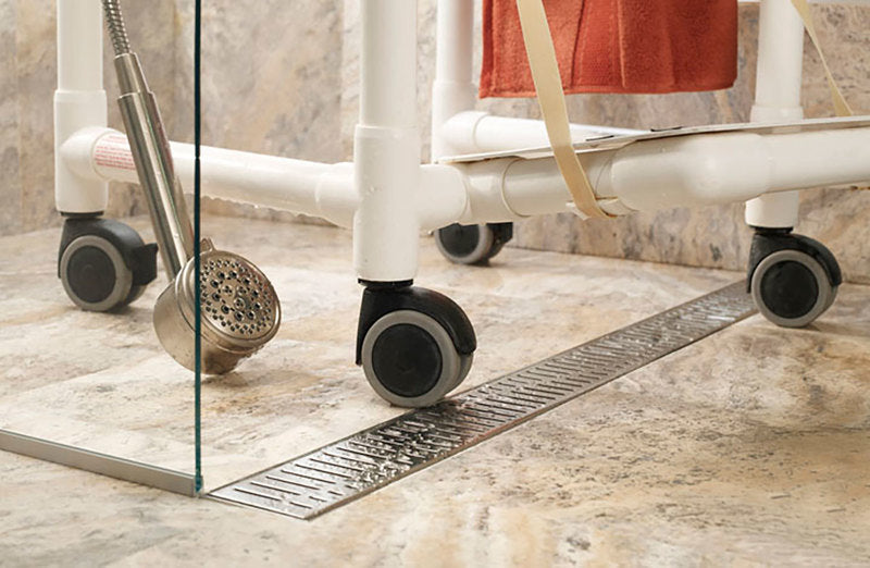 Quartz Linear Shower Drain Brushed Stainless - Wave 55