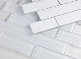 Mosaic Linear Glass Tiles Light Grey 2 x 6