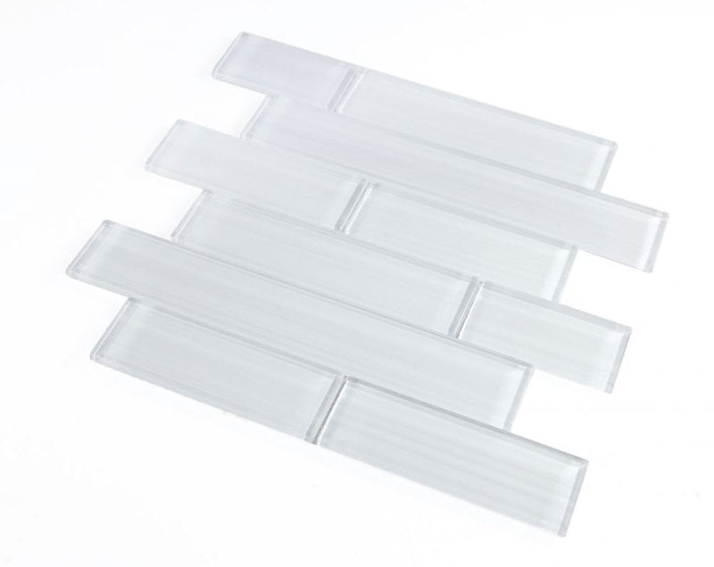 Mosaic Linear Glass Tiles Light Grey 2 x 6