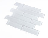 Mosaic Linear Glass Tiles Light Grey 2 x 6