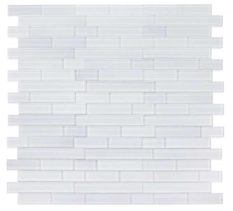 Mosaic Linear Glass Tiles Light Grey 2 x 6