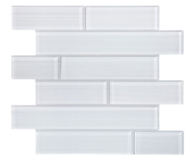 Mosaic Linear Glass Tiles Light Grey 2 x 6