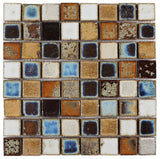 Mosaic Porcelain Tile 1 5 x 1 5 Pebble Series - Red Fire