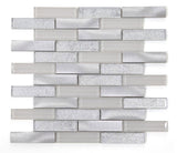 Mosaic Linear Metallic Silver with Glass - Silver and White
