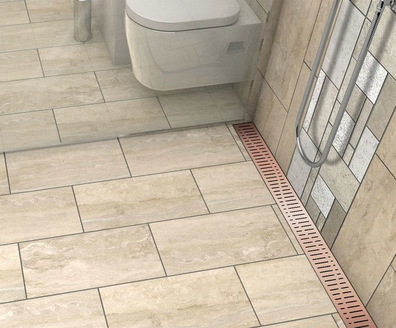 Quartz Linear Shower Drain Wave - Rose Gold