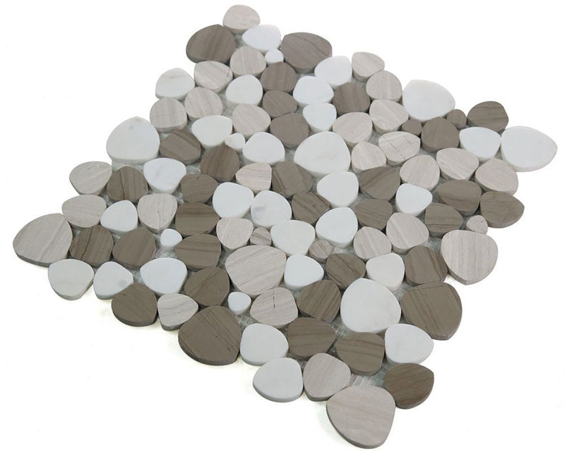 Marble Pebbles Mosaics Heart Shape - Athens Grey