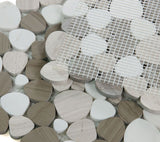 Marble Pebbles Mosaics Heart Shape - Athens Grey