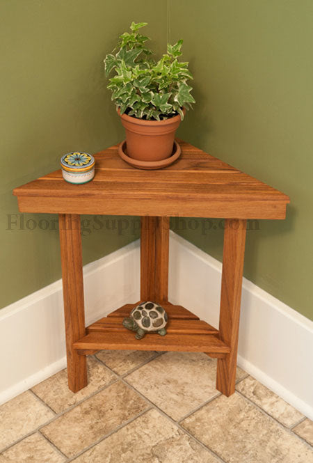 Teak Triangle Corner Bench Small