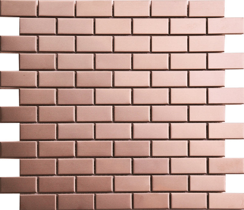 Mosaic Brick Stainless Steel Antique Copper Brushed - 1  x 2