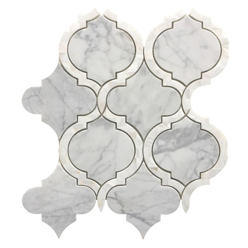 Tahitian Pearl - Statuario Marble in Arabesque Shape