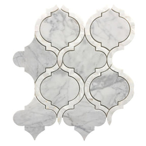 Tahitian Pearl - Statuario Marble in Arabesque Shape