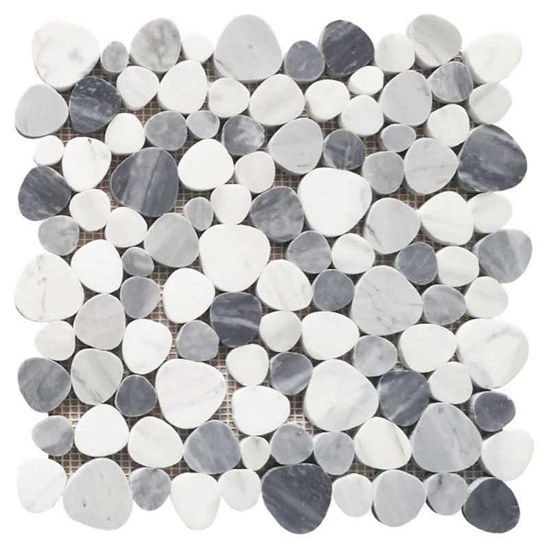 Marble Pebbles Mosaics Heart Shape - Calacatta Grey