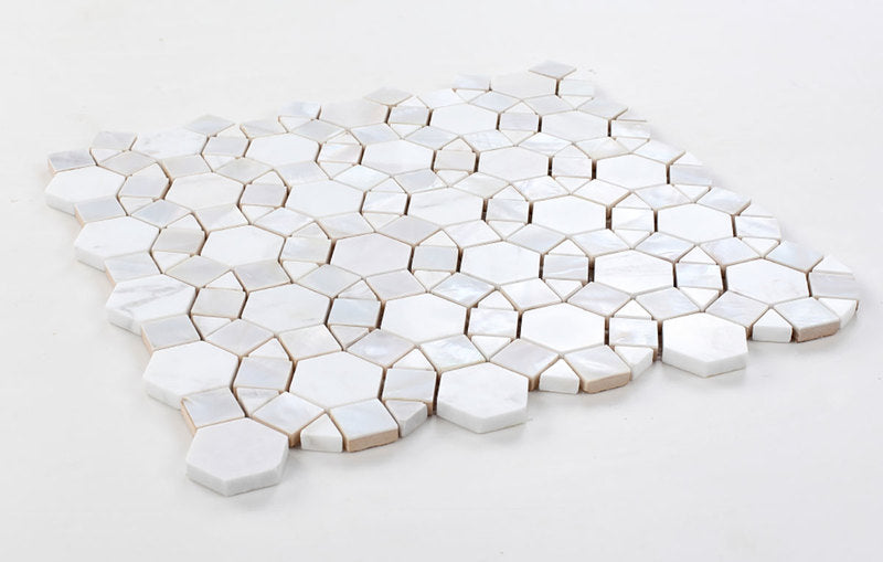 Tahitian Pearl - Carrara Marble Herringbone with White Pearl
