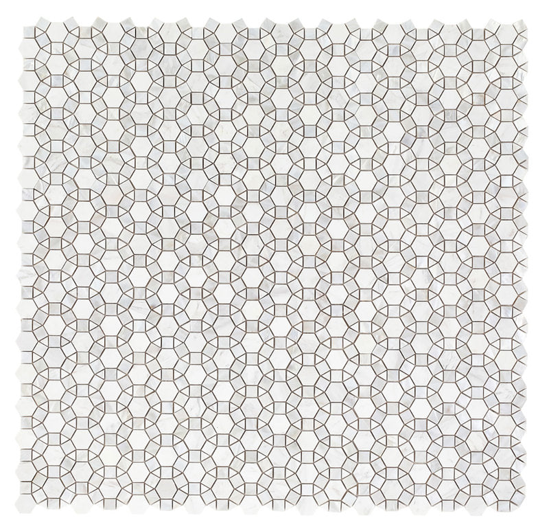 Tahitian Pearl - Carrara Marble Herringbone with White Pearl