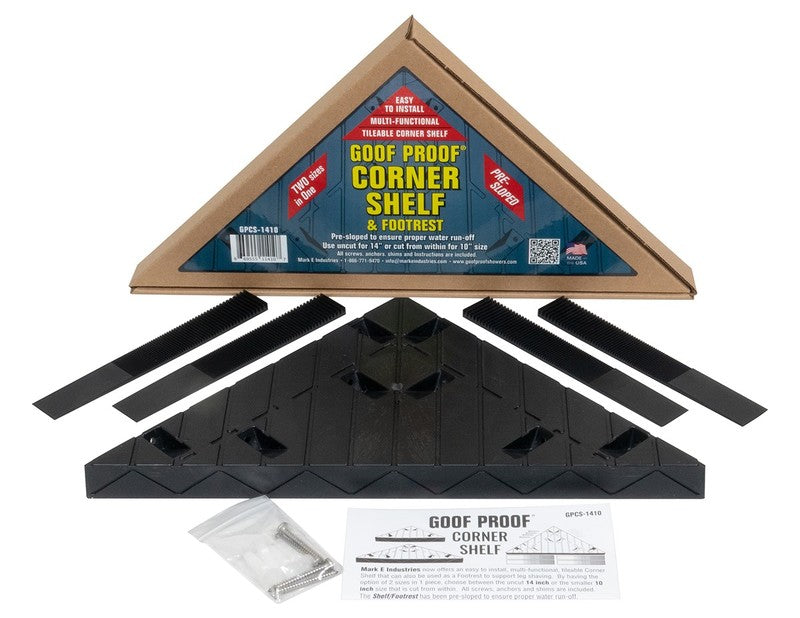 Goof Proof Tile Ready Corner Shelf and Foot rest 10 14