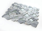 Marble and Glass Pebbles Mosaics Broken Shape - Blue White