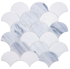 Mosaic Glass Tile Fish Scale Shape - Sky