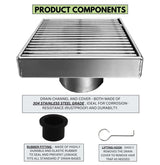 SereneDrains Square Shower Drain Linear Wedge 4 Polished