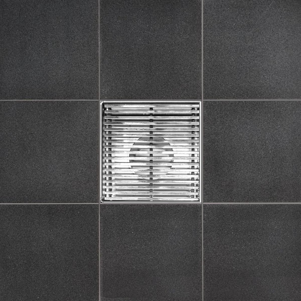 SereneDrains Square Shower Drain Linear Wedge 4 Polished