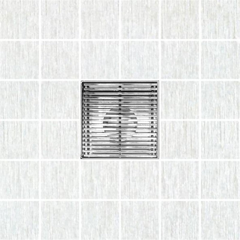 SereneDrains Square Shower Drain Linear Wedge 4 Polished