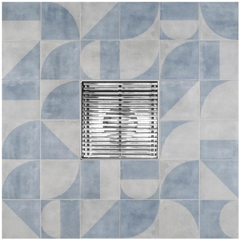 SereneDrains Square Shower Drain Linear Wedge 4 Polished