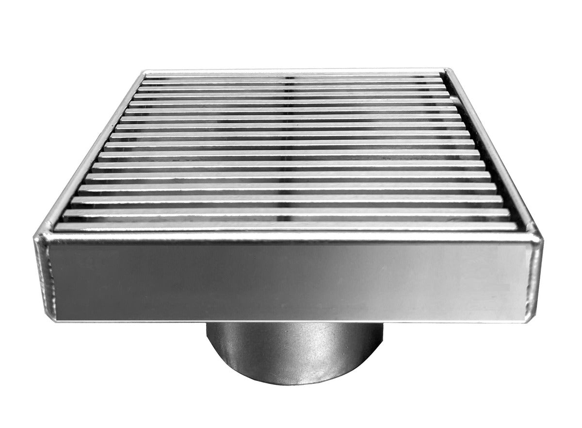 SereneDrains Square Shower Drain Linear Wedge 4 Polished