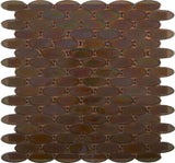 Mosaic Glass Tile Oval Shape - Taupe