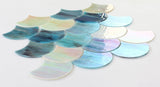 Mosaic Glass Tile Fish Scale Shape - Green Sky