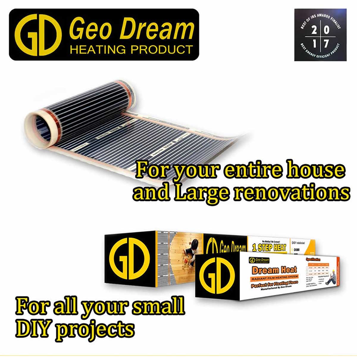 Geo Dream 1 Step Heating Film Mat Kit 30 sq ft 120V