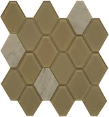 Glass and Stone Hexagon Mosaics Sand