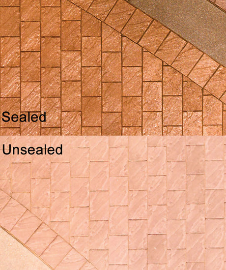 Comparison of sealed and unsealed stone tiles using the Glaze n Seal Enhanced Look Paver Sealer Locks-In Sand Joints