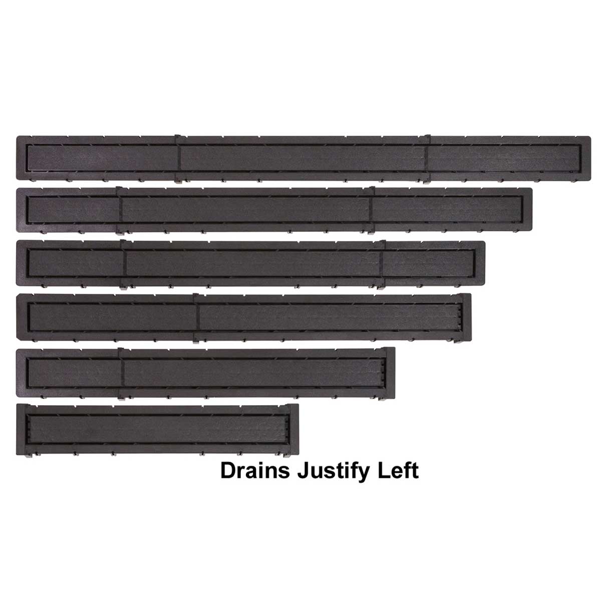 Barrier free shower system Goof Proof linear drain Drain Justify Left