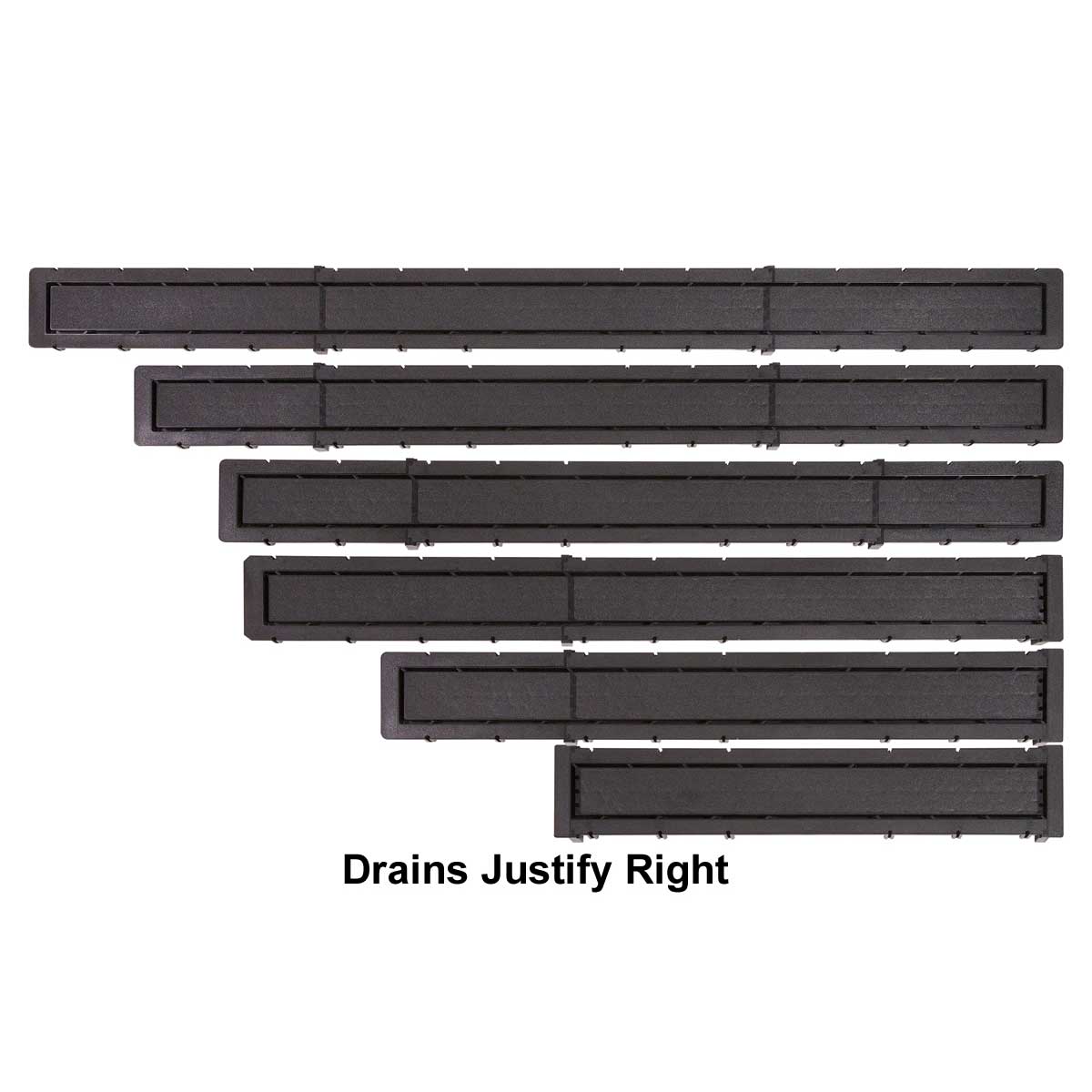 Barrier free shower system Goof Proof linear drain Drain Justify Right