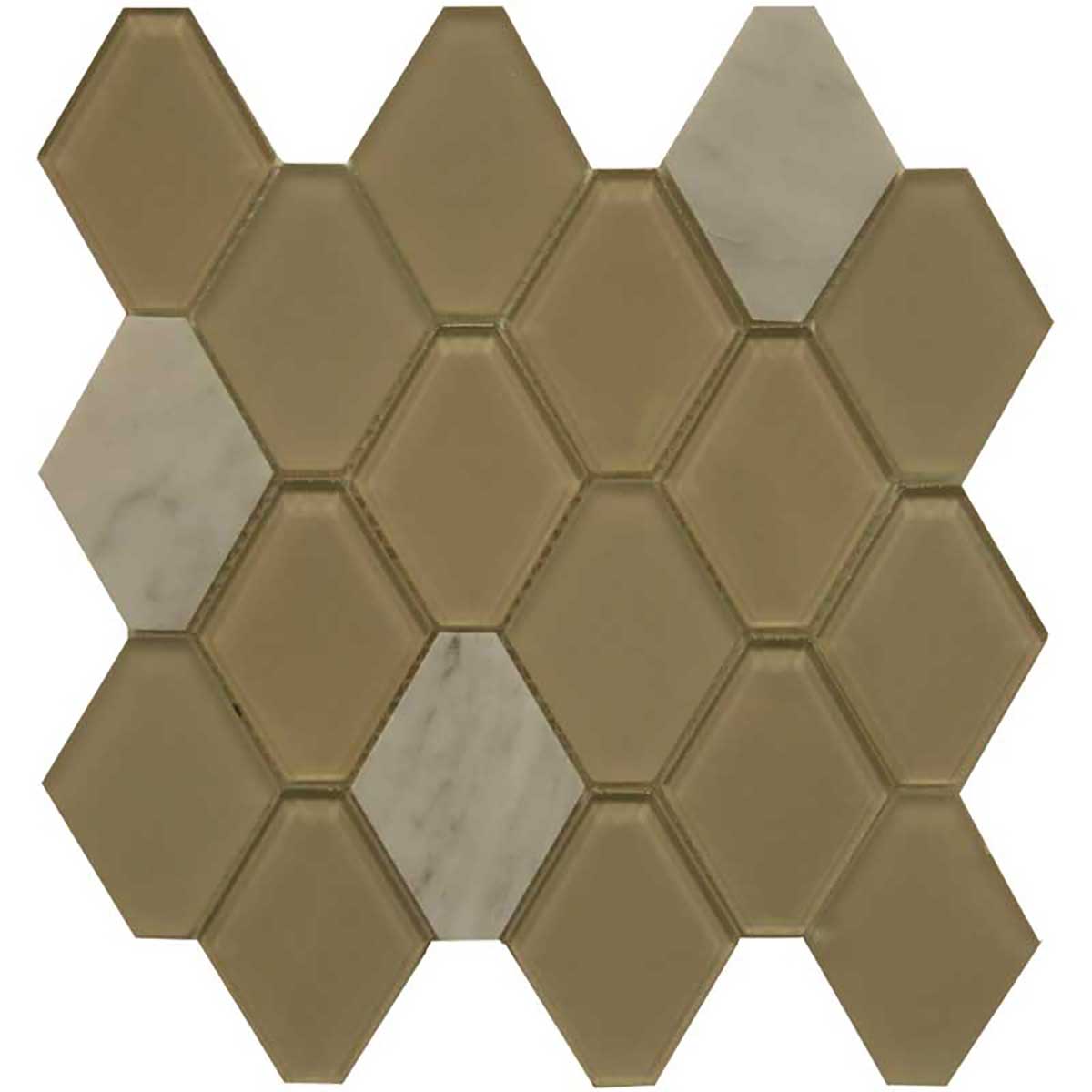 Sand Glass and Stone Waterjet Mosaic Tile Carrara Blend