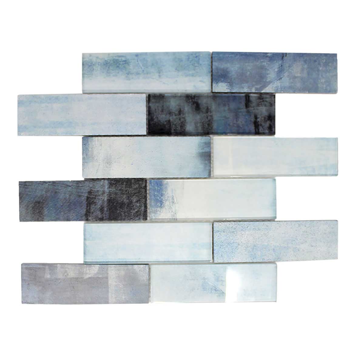 Gosford Whirl Blend Glass and Lava Rock 2x6 Mosaic Tile