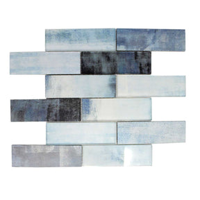 Gosford Whirl Blend Glass and Lava Rock 2x6 Mosaic Tile