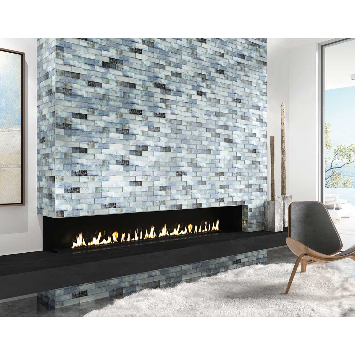 Whirl Blend Glass and Stone Mosaic Tile for Kitchen Backsplash