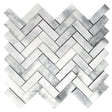 Gosford Fusion Blend Glass and Lava Rock Herringbone Mosaic Tile