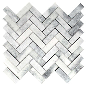 Gosford Fusion Blend Glass and Lava Rock Herringbone Mosaic Tile