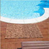 Premium Hand-Woven Outdoor Teak Wood Rug 34x20