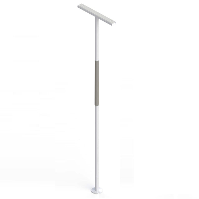 Mobility assistance pole with rotating support arm in residential bedroom