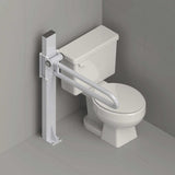 Floor mounted PT Rail support mast installed beside toilet for safer transfers