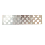 Close-up of the perforated metal support strip for the Innovis Recess-It 16-inch floating shower niche shelf