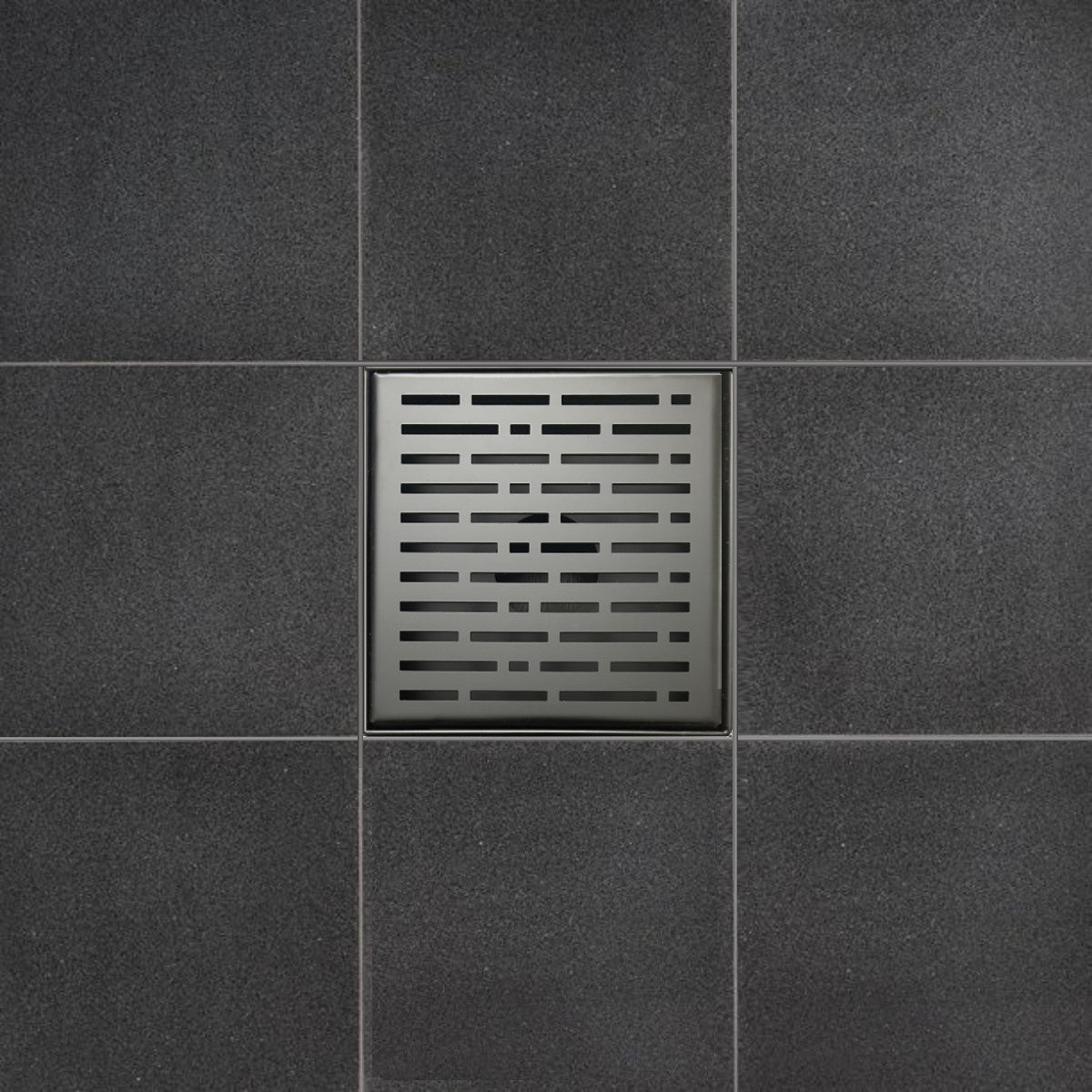 SereneDrains Wow Drain TM Side Discharge Outlet with 6 Inch Square Shower Drain Horizontal Low Profile